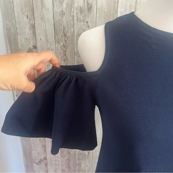 Milly Navy Blue Cold Shoulder Mini Dress Crewneck Small - Picture 4 of 6